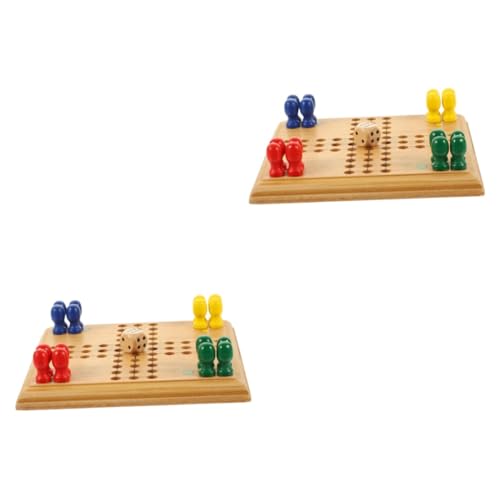 BESTonZON 2 Sätze Mini-Ludo Reiseschachspielzeug Schachspielbrett interessante Schachspiele jucarii pentru copii hühner Spielzeug pädagogisches Spielzeug lustiges fliegendes Schach Bambus von BESTonZON