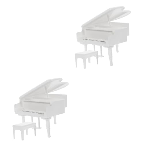 BESTonZON 2 Sätze Puppenhaus-Klavier Miniatur-klaviermodell Zubehör Für Puppenhäuser Miniklavier Für Puppe Mini-möbelmodell Mini-hausklavier Puppenhausminiaturen Mini-Piano-Modell Weiß von BESTonZON