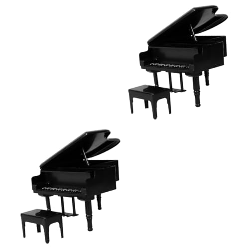 BESTonZON 2 Sätze Puppenhaus-Klavier Puppenhaus Musikinstrument Miniatur-hausmöbel Mini-hausmöbel Mini-möbelmodell Mini-Piano-Modell Puppenhaus-miniaturzubehör Miniklavier Für Puppe Black von BESTonZON