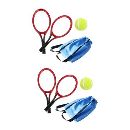 BESTonZON 2 Sätze Puppenhaus-Tennis Mini-tennisschläger-Dekoration Spielzeuge Badminton Schläger Mini-tennisschläger Mit Bällen Kleinkindertennis Kinder Dekor Minischrank Stoff Drinnen von BESTonZON