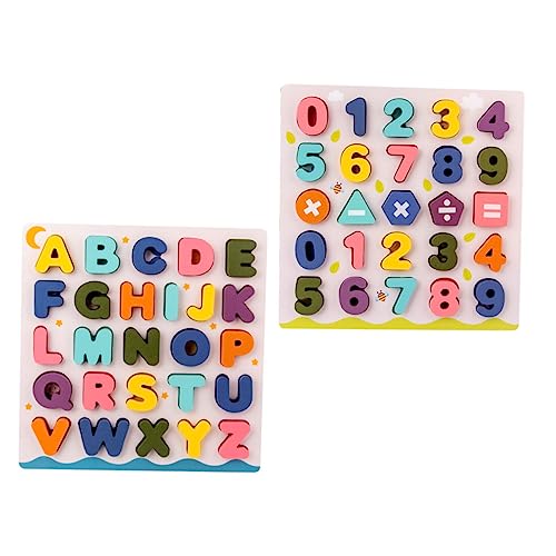 BESTonZON 2 Sätze Puzzle Spielzeug Zur Buchstabenerkennung Nummernalphabetblöcke Sportspielzeug Für Kleinkinder Lernspielzeug Für Kinder Alphabet-Spielzeug Kinder Blöcke Alphabet Und Hölzern von BESTonZON