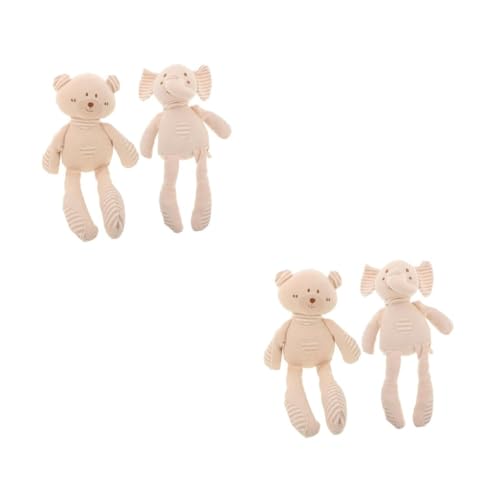 BESTonZON 2 Sätze Schlafpuppe Für Kleinkinder Weiche Babypuppen Für Kleinkinder Elefantenbaby Stofftier Für Jungen Schmusedecken Für Babys Spielzeugelefant Beige Baumwolle 2 Stück * 2 von BESTonZON