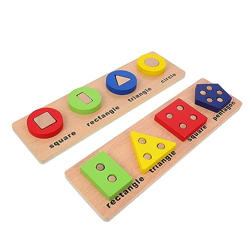 BESTonZON 2 Sätze Solides Geometrie-Puzzle Stapelspielzeug Montessori-Spielzeug Kinder entwicklung kindliche entwicklung passendes Spielzeug Puzzle-Spielzeug für frühes Lernen Baustein Holz von BESTonZON