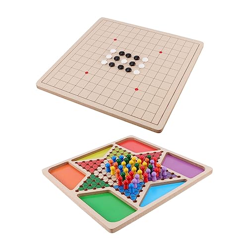 BESTonZON 2 Sätze Spiel Schach Weiqi-Spiel Erwachsenes Spielzeug Dame Brettspiel Gehirnschachbrettspielzeug Brettspiel Mit Murmeln Desktop-Spielzeug Hölzern von BESTonZON