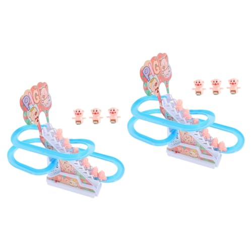 BESTonZON 2 Sätze Spielzeug Zum Treppensteigen Badespielzeug Wasserrutsche Babyspielzeug Ente Rolltreppe Spielzeug Treppensteigendes Schweinchen Kletterspielzeug Treppenrutsche Plastik von BESTonZON