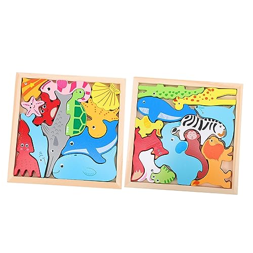 BESTonZON 2 Sätze Tierisches Dreidimensionales Puzzle Rätsel Planke Basteln Formen Puzzle Hund Spiele Passendes Puzzle Für Cartoon-Puzzle Holz von BESTonZON