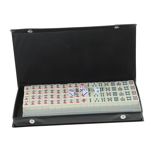 BESTonZON 2 Sätze tragbares Mahjong Reise Schachbrett Mahjong-Karten tragbares Schachbrett Mahjong-Fliesen Mahjong brettspiel majhong brettspiel Gastgeschenke Mahjong-Set Kunstleder von BESTonZON