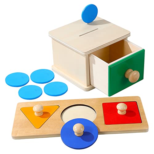 BESTonZON 2 Satz Münzbox Geometrie Rätsel für Kleinkinder Spielzeug für Kleinkinder Stapelspielzeug holzspielzeug holzspielsachen Toy Set Holzpuzzles für Kleinkinder Puzzlespiele aus Holz von BESTonZON