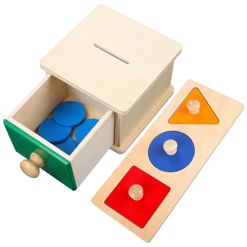 BESTonZON 2 Satz Münzbox Geometrie Stapelspielzeug Für Kleinkinder Spielzeug Stapeln Spielzeug Für Kinder Kleinkind-Puzzle Blockiert Spielzeug Kinderrätsel Puzzles Spielzeug -rätsel Holz von BESTonZON