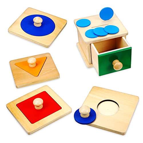 BESTonZON 2 Satz Münzbox Puzzle Für Kinder 1 Jahr Altes Montessori-Spielzeug Spielzeug Für Kinder Montessori-Spielzeug Für Kleinkinder Rätsel Für Kleinkinder Kleinkindspielzeug Holz von BESTonZON