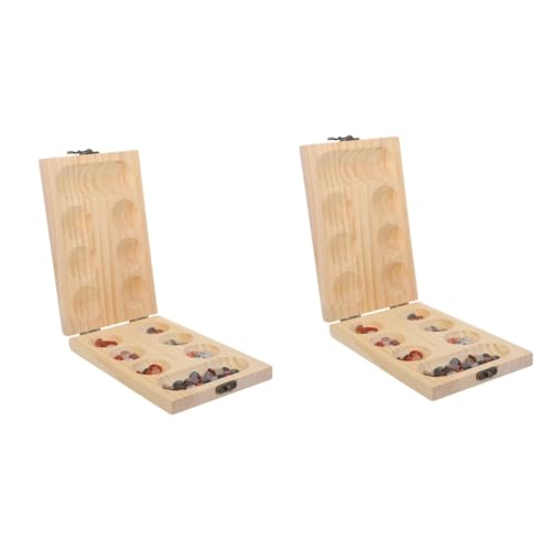 BESTonZON 2 Sets Mancala Brettspiel Mancala Spielzeug Mancala Spiel Tragbar Mancale Holzbrettspiele Mancala Schach Mancala Klappbrett Reisebrettspiel Mancala Steine Training von BESTonZON