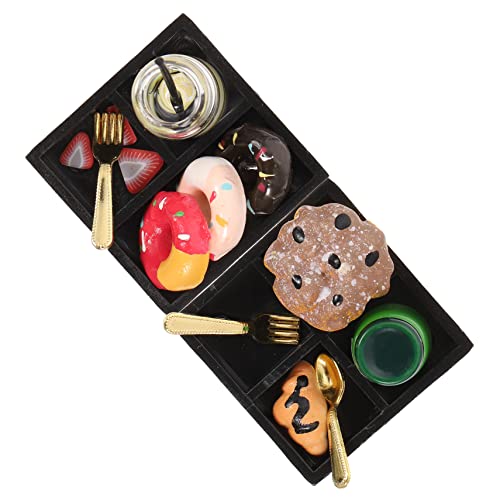 BESTonZON Dekorative Platte Miniatur 2 Sets Mini Nachmittagstee Modelle Mini Versorgung Mini Kuchen Platte Set von BESTonZON