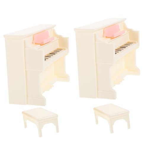 BESTonZON 2 Sets Puppenhaus Klavier Puppenhausmöbel Kinderklavier Kinderklavier Puppenhausmöbel Winziges Hauszubehör Puppenhauszubehör Mini Puppenhaus Musikinstrument Beige von BESTonZON