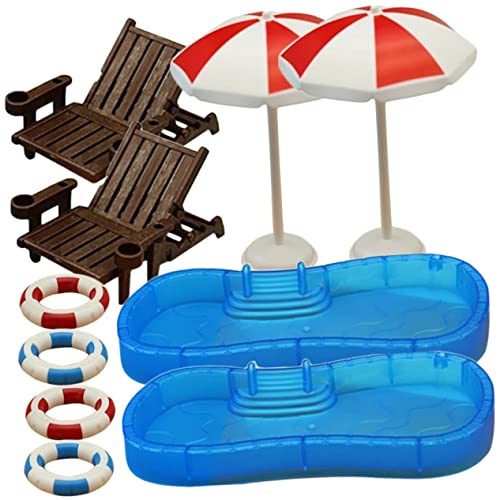 BESTonZON 2 Sets Puppenhaus Strandkorb Mini Möbel Kinder Mini Spielzeug Mini Schwimmbad Mini Dekoration Mini Sommerszene Requisite Miniatur Strandkorb Mini von BESTonZON