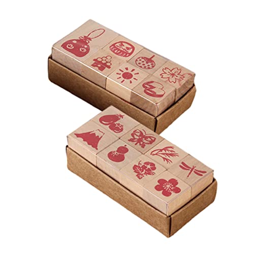 BESTonZON 2 Sets Siegel Dekorative Druckstempel Japanische Musterstempel Fotoalbum Stempel Zarte Planer Stempel Scrapbooking Stempel DIY Stempel DIY Bastelstempel Holzstempel von BESTonZON