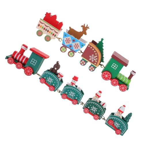 BESTonZON 2 Sets Weihnachts Holzeisenbahn Mit Dekorativen Waggons Ideale Desktop Dekoration Für Festliche Anlässe Perfektes Für Und Weihnachtsliebhaber von BESTonZON