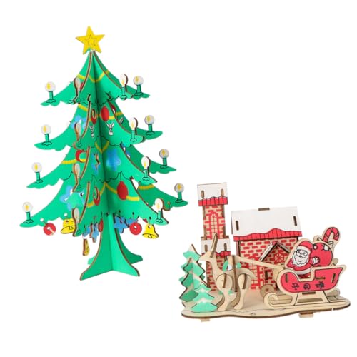 BESTonZON 2 Stück 3D Stereo Weihnachtsbaum Modell Puzzle D Weihnachtspuzzle Weihnachtsthema Puzzle Lustiges Puzzle Spielzeug Puzzle Puzzle Modell Puzzles Holzpuzzles von BESTonZON