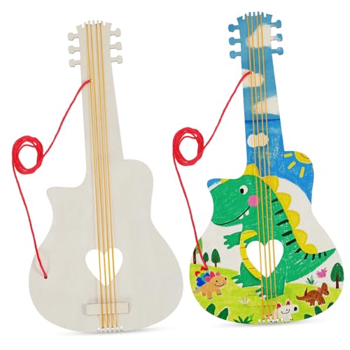 BESTonZON 2 Stück DIY Holz Gitarren zum Bemalen Graffiti Holzgitarren Bastelset Sicher für Kleinkinder Jungen Mädchen Kreativitätsfördernd BESTonZON 2 Stück DIY Holz Gitarren zum Bemalen Graffiti Holzgitarren Bastelset Sicher für Kleinkinder Jungen Mädchen Kreativitätsfördernd von BESTonZON