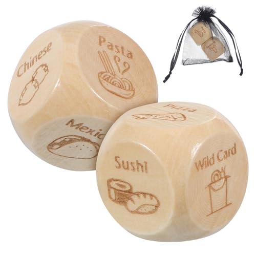 BESTonZON 2 Stück Holz Würfel Essensentscheidungs Spiel Muster Tragbar Leicht Mahlzeit Planer Spaß für Familie Reise BESTonZON 2 Stück Holz Würfel Essensentscheidungs Spiel Muster Tragbar Leicht Mahlzeit Planer Spaß für Familie Reise von BESTonZON