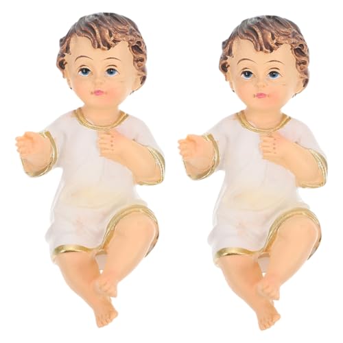 BESTonZON 2 Stück Jesus Puppen Ornamente Mini Puppen Babys Puppen Herbst Ornamente Jesus Skulpturen Religiöse Statuen Figuren Weihnachtsdekoration Kaminsims Jesus In Der Krippe von BESTonZON