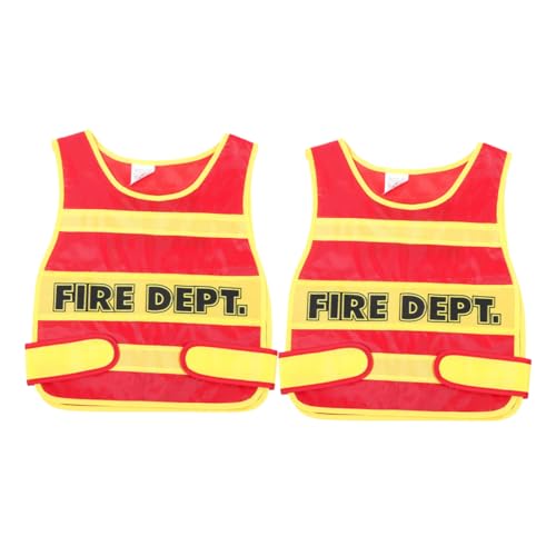 BESTonZON 2 Stück Kinder Feuer Uniform Kinder Kleidung Kleinkind Kostüme Kinder Weste Westen Bekleidung Kinder Kleid Kleinkind Cosplay Feuerwehr Weste Kinder Feuerwehr Weste Feuerwehr von BESTonZON