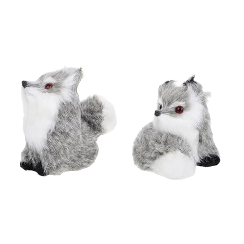 BESTonZON 2 Stück Kleine Fuchs Ornamente Simulations Plüschtiere Simulationstiere Fuchs Stofftier Plüsch Fuchs Plüsch Waldtiere Waldpelztiere Ornamente Gefälschter Fuchs Grauer von BESTonZON