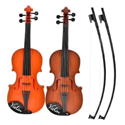 BESTonZON 2 Stück Künstliches Violinspielzeug Für Kinder, Simulierte Violine Mit Verstellbaren Saiten, Musikinstrumentenspielzeug Für Anfänger, Unterrichtsgeigenmodell Für Kleinkinder, von BESTonZON