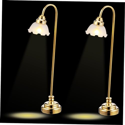 BESTonZON 2 Stück Mini Tischlampe Puppenhaus Stehlampe Mini Schreibtischlampe Puppenhaus Miniaturlampen Puppenhaus Lampe Miniaturmöbel Dekorative Mini Lampe Puppenhaus Lampe Retro von BESTonZON