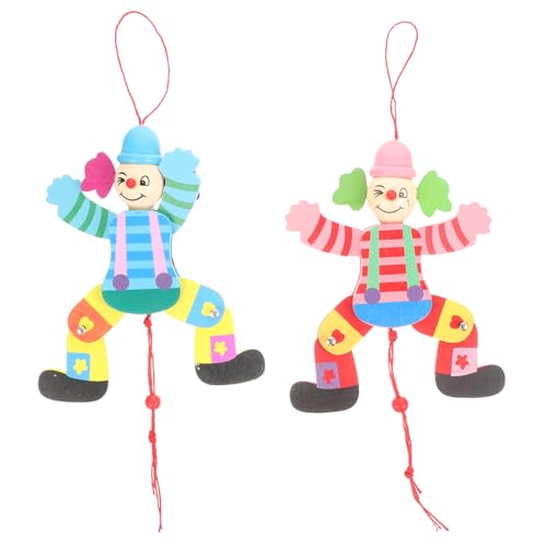 BESTonZON 2 Stück Schnur Zugleinen-Clown-Spielzeug Clown-Puppe Marionette Handpuppen für interaktives Spielzeug Kinder bastelset Fun Toy lustiges Clownhandwerk Puppenspiel-Requisite Holz von BESTonZON