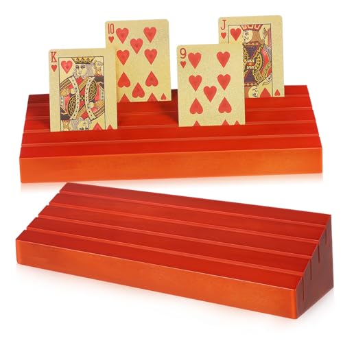 BESTonZON 2 Stück Spielkarten Basis Aus Holz Kartentabletts Für Spielkarten Spielkarten Deck Ständer Kartendeck Halter Spielkarten Tablett Racks Spielkartenhalter Spielkartenhalter von BESTonZON