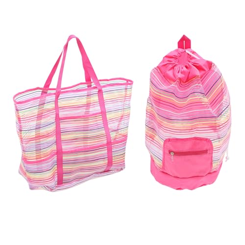 BESTonZON 2 Stück Strand Aufbewahrungsrucksack Für Kinderspielzeug Netz Einkaufstasche Für Strand Kinder Strandtaschen Kinder Aufbewahrungs Organizer Spielzeug Für Kinder Netz Rucksack von BESTonZON