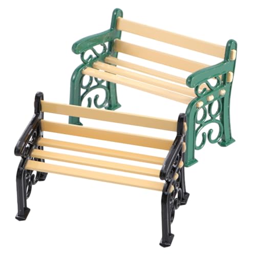 BESTonZON 2 Stück Teiliges Puppenhaus Möbel Miniatur Gartenbank mit Lehne und Armlehnen Grün und Schwarz Realistische Mini Parkbank für Puppenhaus Dekoration und Fotografie Modelle BESTonZON 2 Stück Teiliges Puppenhaus Möbel Miniatur Gartenbank mit Lehne und Armlehnen Grün und Schwarz Realistische Mini Parkbank für Puppenhaus Dekoration und Fotografie Modelle von BESTonZON