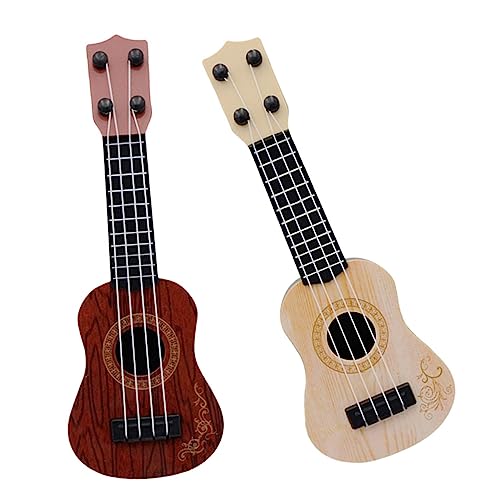 BESTonZON 2 Stück Ukulele Mini Kunststoff Gitarre in Braun und Sicheres Musikinstrument für Frühe Musikalische Bildung und Kindergarten Realistisch Gestaltetes Lernspielzeug BESTonZON 2 Stück Ukulele Mini Kunststoff Gitarre in Braun und Sicheres Musikinstrument für Frühe Musikalische Bildung und Kindergarten Realistisch Gestaltetes Lernspielzeug von BESTonZON