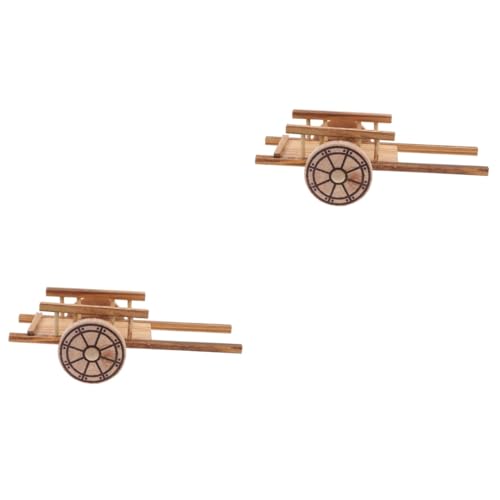 BESTonZON 2 Stück Wagen Kleine Holzkarte Mini Bauernhof Wagen Mini Wagen Modelle Mini Wagen Dekor Holz Wagen Modell Miniatur Wagen Spielzeug Holzmodell Miniatur Bauernhof Wagen von BESTonZON