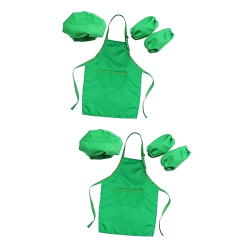 BESTonZON 2-Teiliges Set Kinder Kochen Ärmel overol para niño Kochkostüm für Kinder Küche kinderkochmütze kochmützen für Kinder Kinderschürze Kindermütze Grill einstellen Lätzchen Kleinkind von BESTonZON