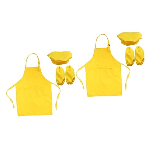 BESTonZON 2-teiliges Set Kindermütze Schürze Handschelle Zum Kochen Für Kinder Kinderkoch-spielset Kinder Kochen Ärmel Karikatur Kleid von BESTonZON