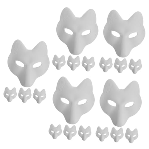 BESTonZON 20 Stk Fuchs Maske Gesichtsmaske halloween maske DIY Tiermasken für Fasching Maskenball Maske Fuchskostüm Halloweenkostüm leere Maskerademasken leere handbemalte maske Pu Weiß von BESTonZON