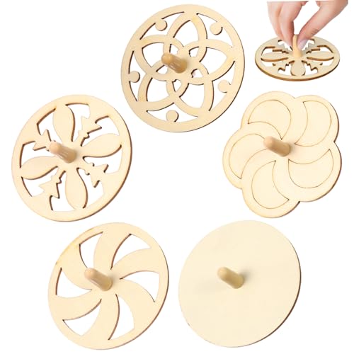 BESTonZON 20 Stück Kreiselspielzeug aus Holz bastelset basteln für glitzerstoff handwerken für Kreisel für Kleinkinder Holzplatten Gyroskop selber Machen hölzern von BESTonZON