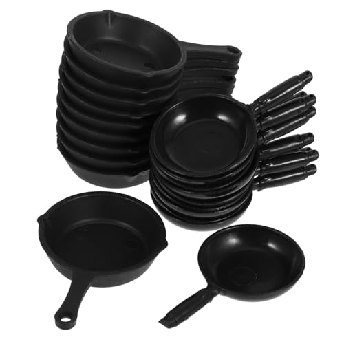 BESTonZON 20St Miniatur-Wok Miniaturpfanne Puppenhauspfanne Kochgeschirr für Puppenhaus Puppenhauskochgeschirr Puppenhausmöbel Kinderküche Kochspielzeug Kochutensilien, Spielzeug Abs Black von BESTonZON