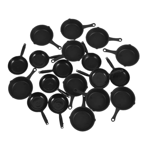 BESTonZON 20St Miniatur-Wok Miniaturpfanne Puppenhauspfanne Puppenhausdekorationen Puppenhausmöbel Kochen Spielzeug Puppenstubentöpfe und -pfannen Miniatur-Puppenhaus-Pfannen Abs Black von BESTonZON