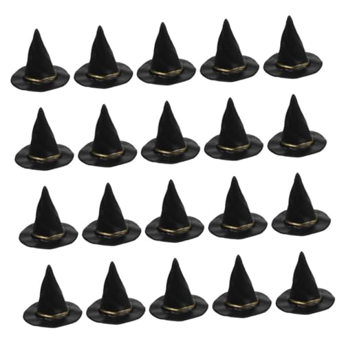 BESTonZON 20st Hexen Hut Gewebter Hut Selber Machen Mini-hexenhüte Hexenhut-ornamente Mini-hexenhut Für Halloween Miniatur-zaubererhut Halloween-hexenhut Für Puppen Mini-hüte Plastik Black von BESTonZON