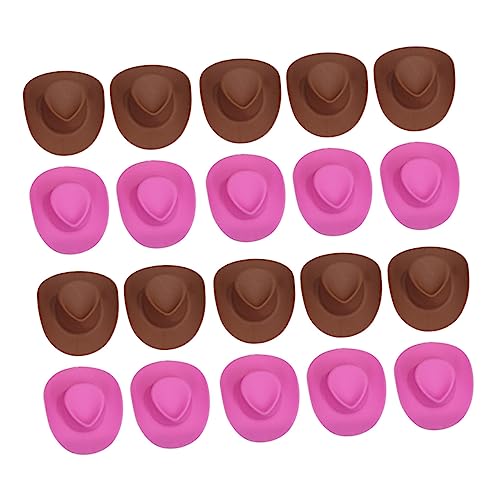 BESTonZON 20st Mini-cowboyhut Kleine Cowboyhüte Minihüte Zum Basteln Cowgirl-Hut Mini-cowboyhüte Zum Basteln Miniaturhut Mini Bucket Hat Kostüm Hüte Mini-Puppen Miniatur-kuchenhut Plastik von BESTonZON