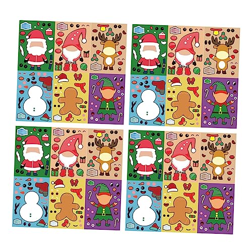 BESTonZON 24 Blätter Weihnachtsaufkleber Rayan-Spielzeug Für Kinder Feiertagsaufkleber Kinderaufkleber Aufkleber Für Kinderfeste Weihnachtstür Kidcraft-spielset Weihnachtsabziehbilder Papier von BESTonZON