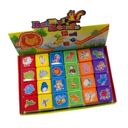 BESTonZON 24 Stück Kinder Cartoon Stempel Wildtier Tintenstempel Versiegelung Kinderspielzeug Versiegelungstier Stempel Kinder Stempelspielzeug Niedliche Cartoon Tier Stempel Zoo von BESTonZON