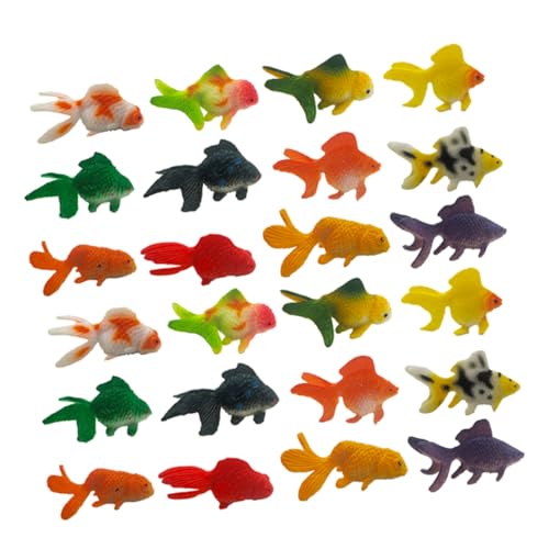 BESTonZON 24 Stück Künstliche Goldfische Modell Sammelfiguren Mini Fische Deko Miniaturfische Aquarium Terrassendekorationen Simulationsfischfiguren Schwimmende Fische von BESTonZON