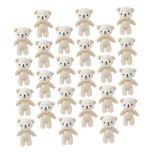 BESTonZON 24St Bärenanhänger bär Spielzeug Mini-Teddybären Mini-Flockbären Bären-Plüschanhänger Plüschtier-Anhängeranhänger Spielzeug tragen ausgestopfter Kleiner Bär PP Baumwolle Weiß von BESTonZON