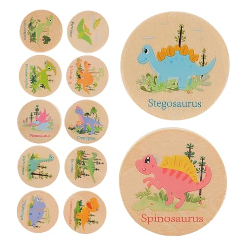 BESTonZON 24st Dinosaurier-gedächtnisschach Uzzle-Spiel Kleine Dinosaurier-spielzeuge Dinosaurier-reisetöpfchen-Toilette Passende Dinosaurierspielzeuge Kleinkind-Matching-Spiel Holz von BESTonZON