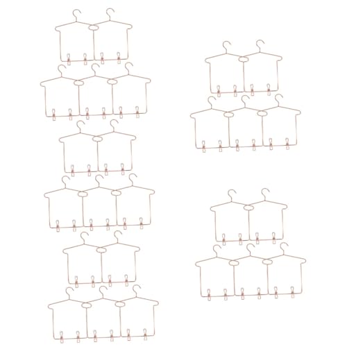 BESTonZON 25 Sätze Puppenaufhänger Mädchenpuppen Drahthalter Baby Puppen kleiderständer Babybügel mit Clips Kleiderbügel für Minipuppen Shirt Zubehör schmücken Hosenständer Kleine Kleidung von BESTonZON