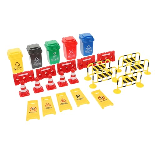 BESTonZON 25 Teiliges Verkehrszeichen Spielset Für Miniatur Straßenschilder Verkehrshütchen Und Warnsignale Ideal Für Kreatives Rollenspiel Und Lernspiele Buntes Lernspielzeug von BESTonZON