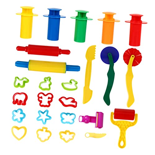 BESTonZON 25-teiliges Set Nudelholz Werkzeug Lernspielzeug Für Kinder Kinderspielzeug Kinder Spielset Pizza-Spielzeug Tonwerkzeuge Für Kinder Plastilin-Werkzeug Kneteschneider Plastik von BESTonZON